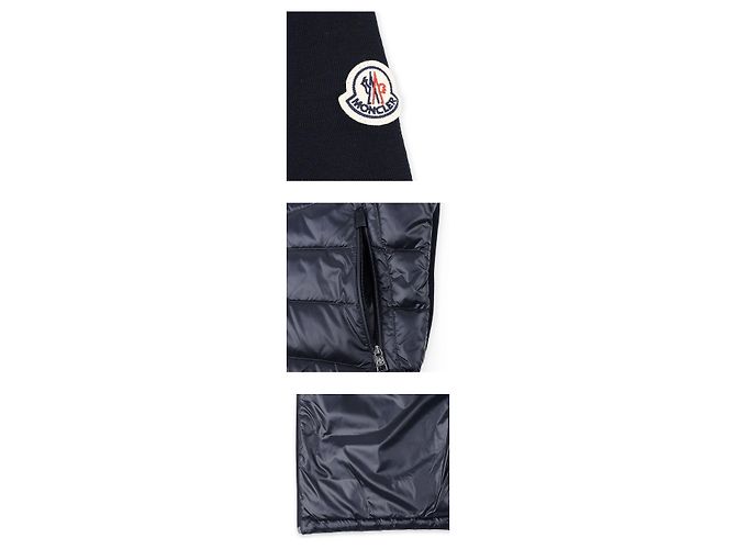 Moncler Men's High Neck Knit Mix Padded Zip Jacket Blue - view 4