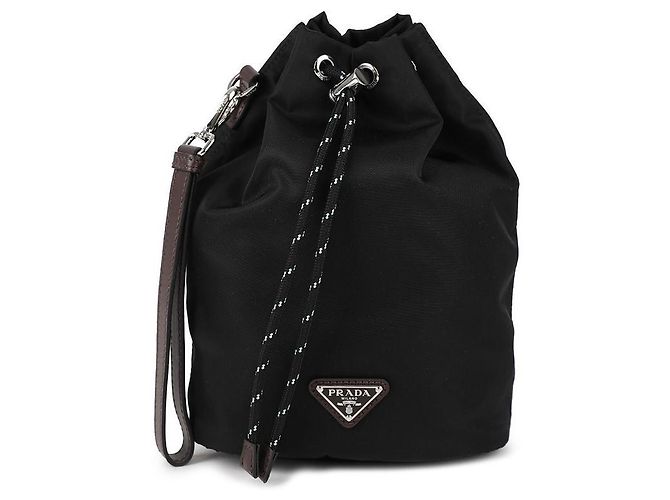 Prada Pochette en nylon recyclé à cordon de serrage Noir - vue 3