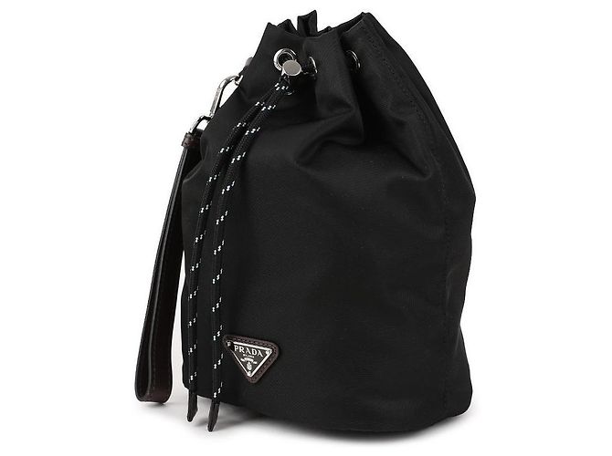 Prada Pochette en nylon recyclé à cordon de serrage Noir - vue 4
