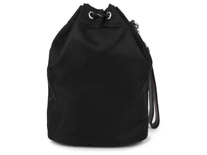 Prada Pochette en nylon recyclé à cordon de serrage Noir - vue 5