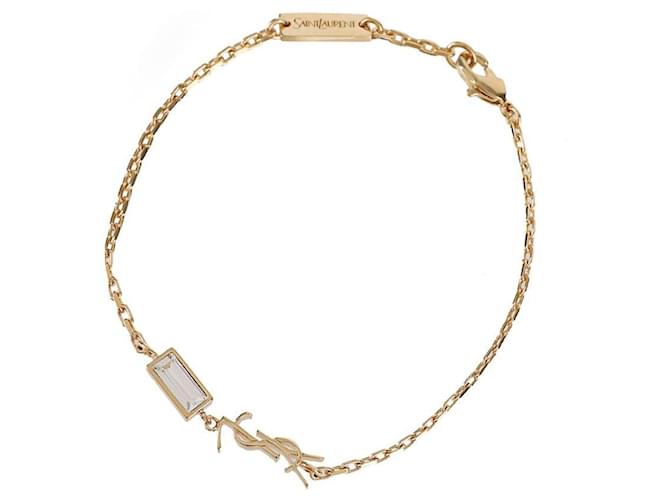 Saint Laurent Bracciale in metallo e strass D'oro - vista 4