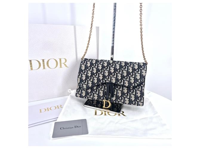 Dior Borsa a tracolla Oblique Saddle Chain Blu - vista 2