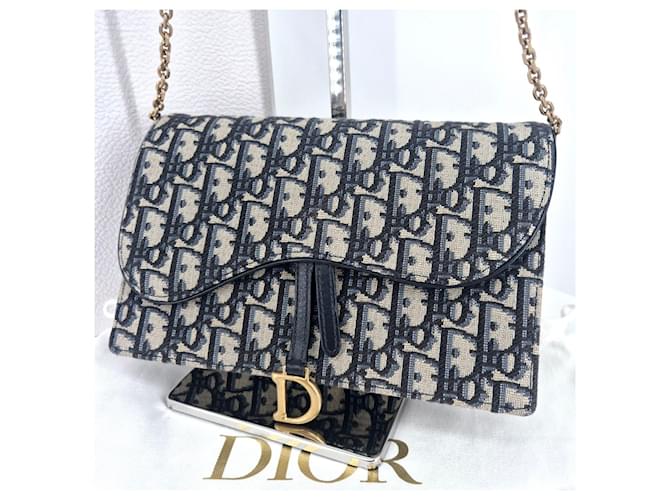 Dior Borsa a tracolla Oblique Saddle Chain Blu - vista 4
