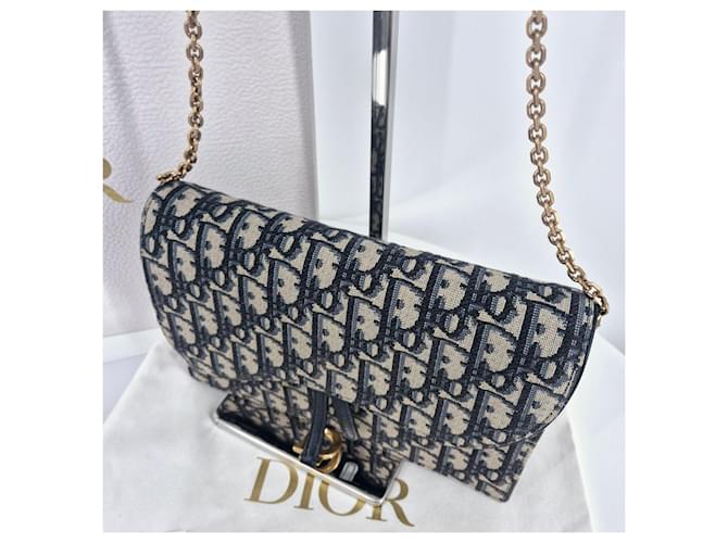 Dior Borsa a tracolla Oblique Saddle Chain Blu - vista 5