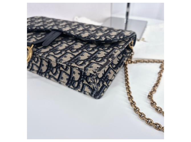 Dior Borsa a tracolla Oblique Saddle Chain Blu - vista 7