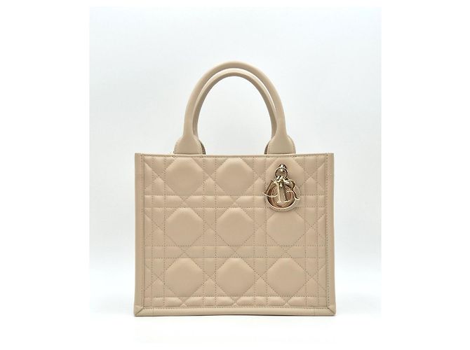 Dior Borsa Book Tote Small Cannage Powder Beige Marrone - vista 4