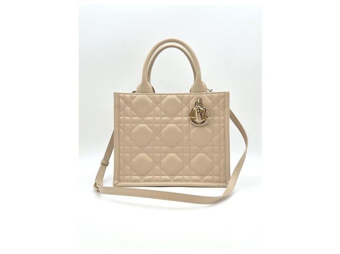 Dior Borsa Book Tote Small Cannage Powder Beige Marrone - vista 6