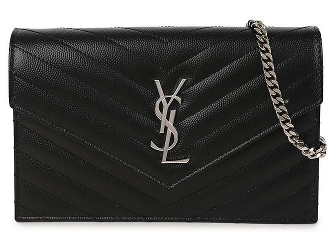 Saint Laurent Borsa a tracolla portafoglio con catena Cassandra Envelope Nero - vista 3