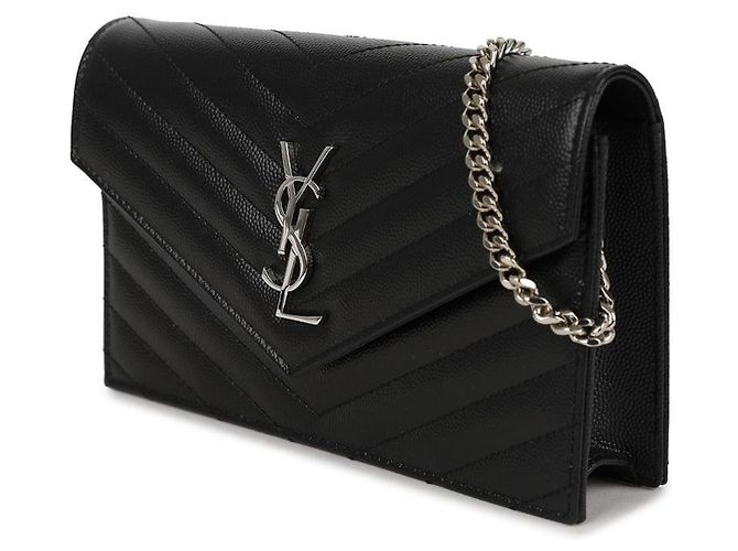 Saint Laurent Borsa a tracolla portafoglio con catena Cassandra Envelope Nero - vista 4