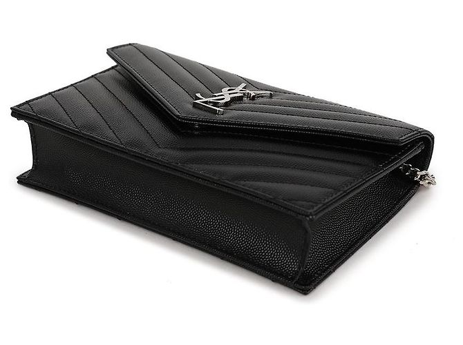Saint Laurent Borsa a tracolla portafoglio con catena Cassandra Envelope Nero - vista 6