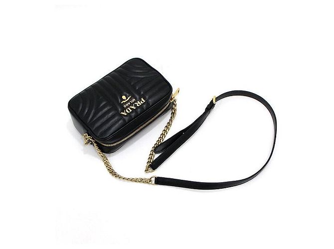 Prada Mini bolso bandolera Diagram de piel negra con logotipo Negro - vista 11