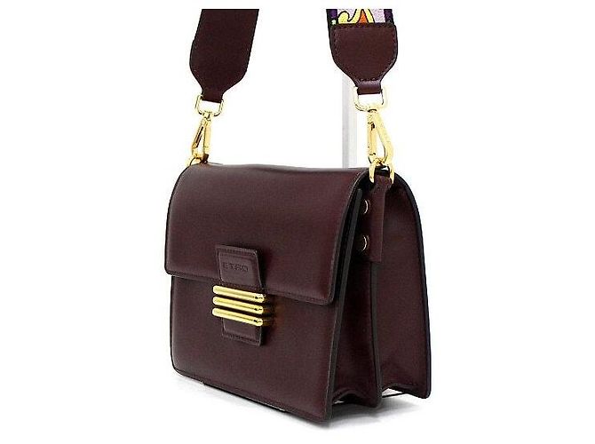Etro Borsa a tracolla e crossbody in pelle bordeaux con tracolla ricamata - vista 3