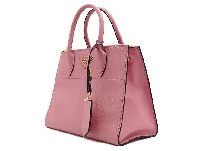 Prada Borsa Tote Paradigma in Saffiano Rosa con Logo Dorato - vista 2