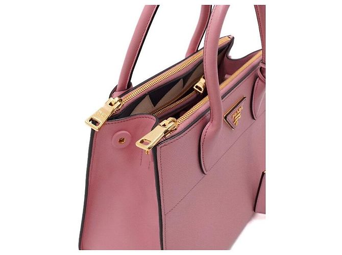 Prada Borsa Tote Paradigma in Saffiano Rosa con Logo Dorato - vista 9