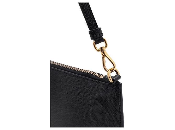 Prada Borsa a tracolla pouch Logo in Saffiano Nero - vista 10