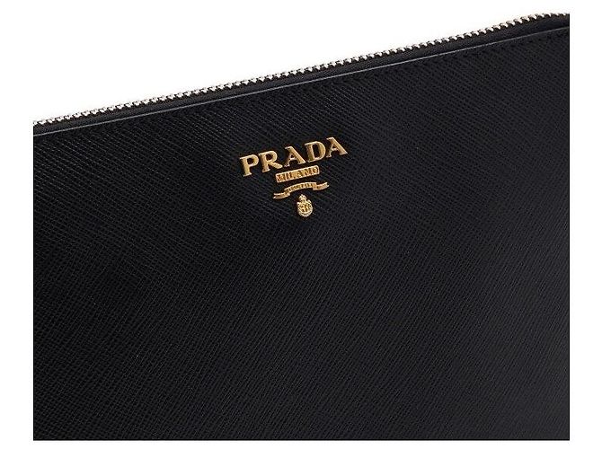 Prada Borsa a tracolla pouch Logo in Saffiano Nero - vista 11