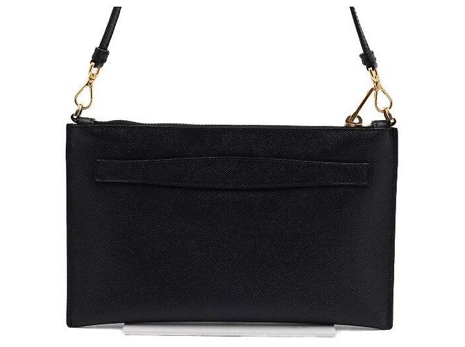 Prada Borsa a tracolla pouch Logo in Saffiano Nero - vista 5