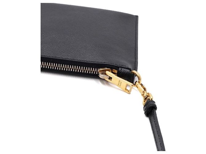 Prada Borsa a tracolla pouch Logo in Saffiano Nero - vista 9