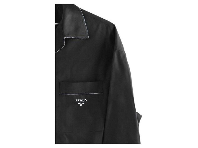 Prada Camicia a maniche lunghe in seta con dettagli di cucitura Nero - vista 2
