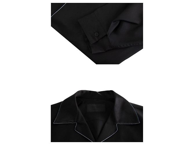 Prada Camicia a maniche lunghe in seta con dettagli di cucitura Nero - vista 4