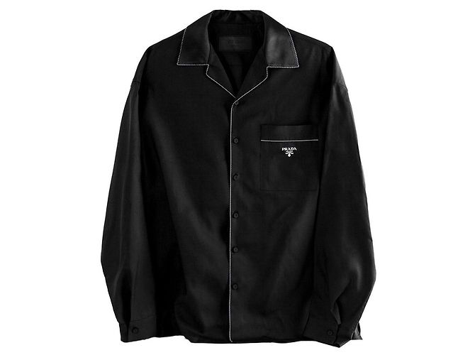 Prada Camicia a maniche lunghe in seta con dettagli di cucitura Nero - vista 5