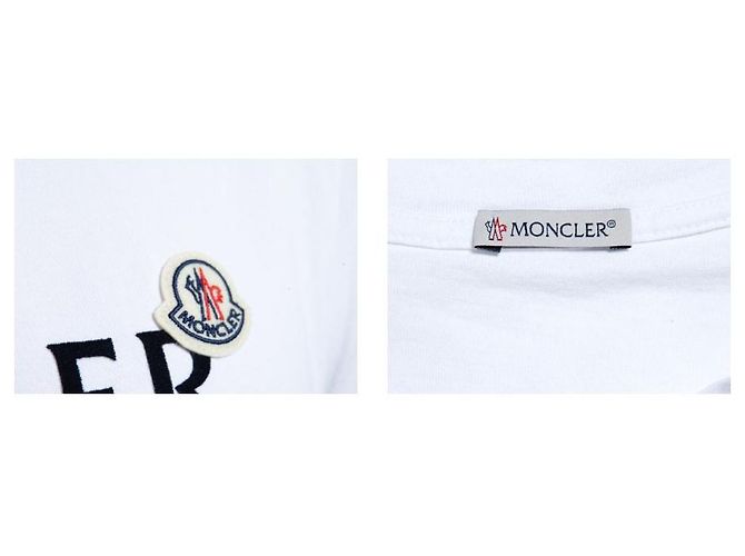 Moncler T-shirt in cotone con logo floccato e patch logo - vista 4