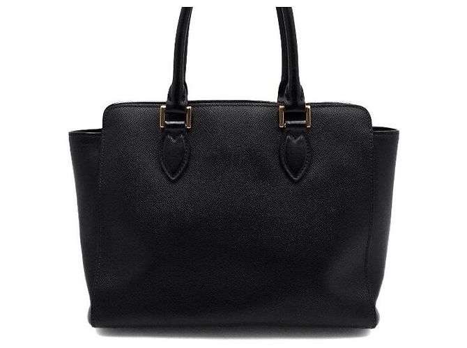 Prada Mala Tote e Mala de Ombro com Alça de Mão em Saffiano Preto e Logótipo Dourado - vista 4