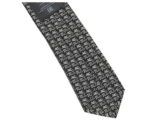 Etro Cravatta in seta con stampa logo da uomo Marrone - vista 6