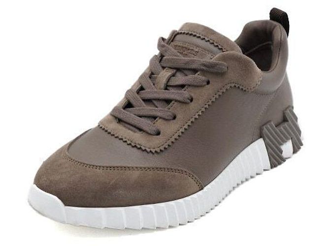 Hermès Baskets Bouncing en cuir et daim Marron - vue 2