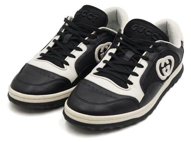 Gucci Herren-Sneaker aus schwarzem Leder mit Interlocking-Design - Ansicht 3