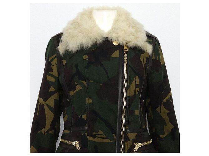 Burberry Giacca da donna in cotone camo, pelle e shearling - vista 2