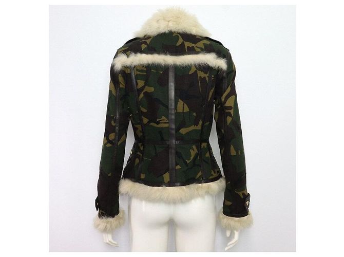 Burberry Giacca da donna in cotone camo, pelle e shearling - vista 4