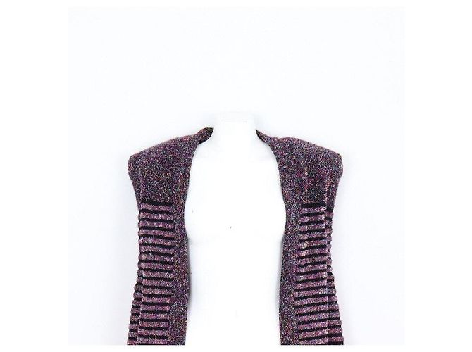 Balmain Giacca da donna in viscosa a righe con patch sulle spalle e bottoni - vista 2