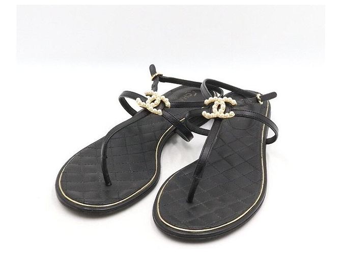 Chanel Pearl CC Sandalen Schwarz - Ansicht 3