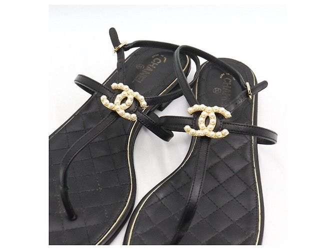 Chanel Pearl CC Sandalen Schwarz - Ansicht 5