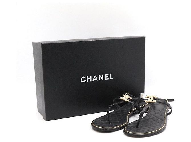 Chanel Pearl CC Sandalen Schwarz - Ansicht 7