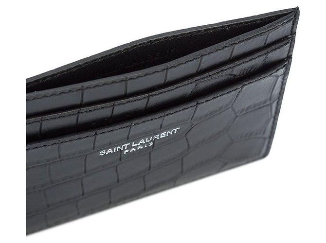 Saint Laurent Crocodile Card Case Black Leather - view 4