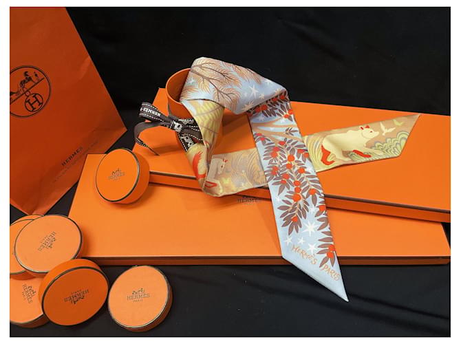 Twilly in seta Hermès Arancione - vista 4