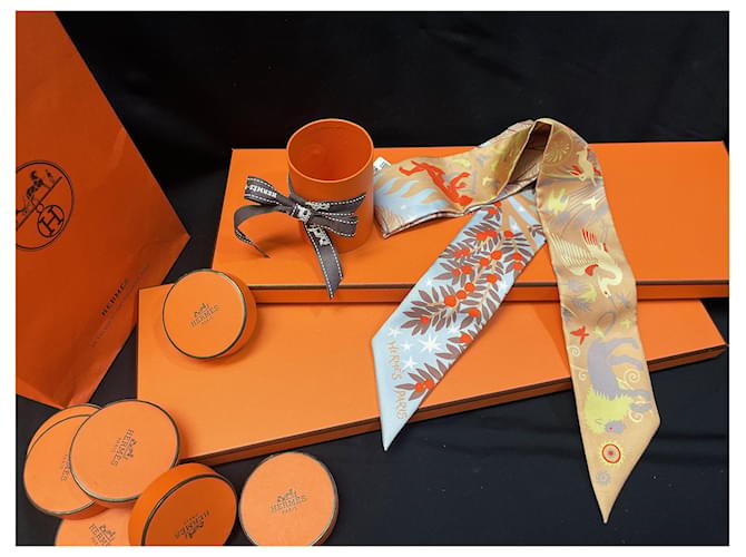 Twilly in seta Hermès Arancione - vista 5