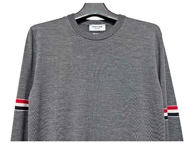 Thom Browne Merino-Wolle Rundstrick Charcoal stamp Braun - Ansicht 3