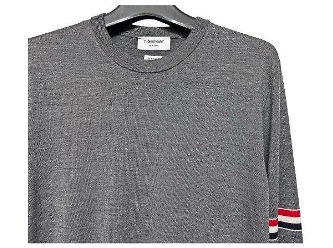 Thom Browne Merino-Wolle Rundstrick Charcoal stamp Braun - Ansicht 4