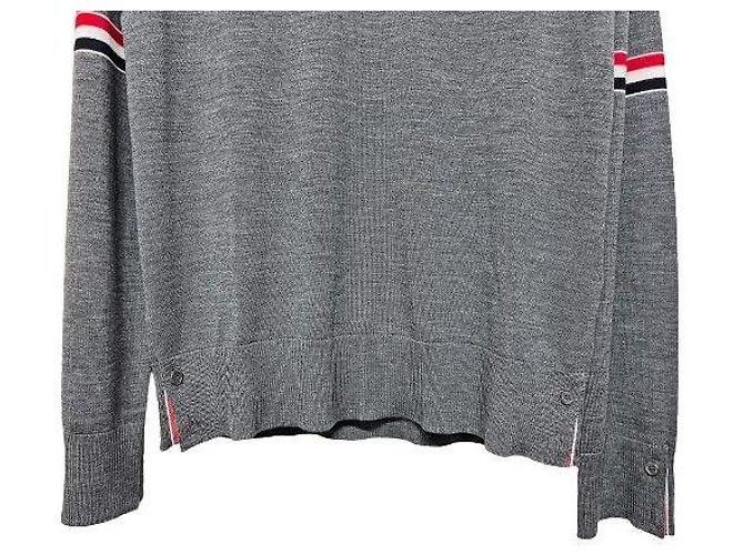 Thom Browne Merino-Wolle Rundstrick Charcoal stamp Braun - Ansicht 5