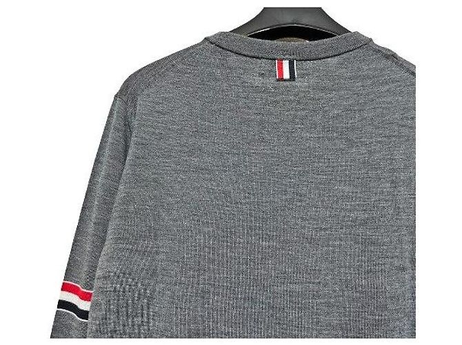 Thom Browne Merino-Wolle Rundstrick Charcoal stamp Braun - Ansicht 7