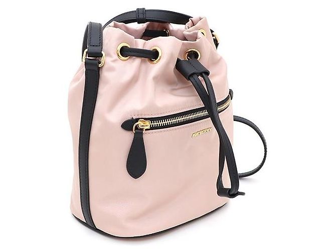 Burberry Borsa a secchiello in nylon con coulisse e borsa a tracolla Rosa - vista 2