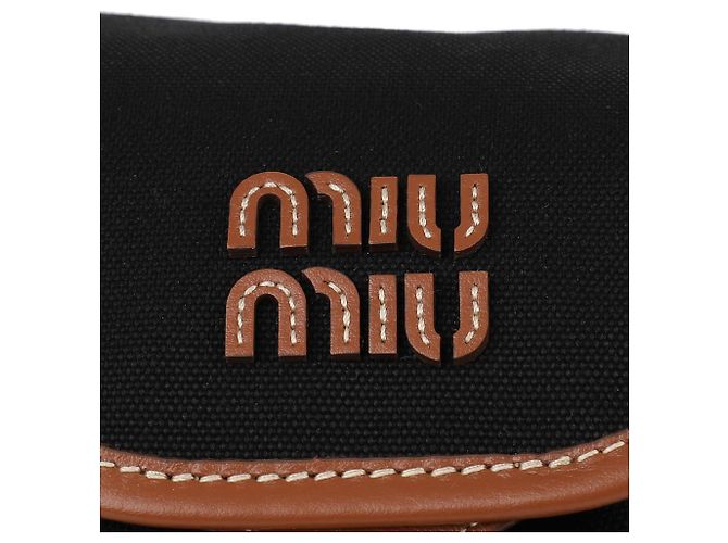 Miu Miu Leinwand-Leder-Rucksack Schwarz - Ansicht 9