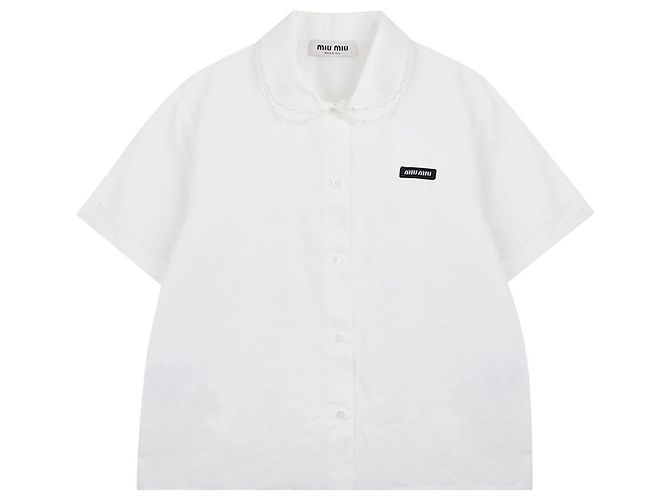 Miu Miu Camicia in popeline slub Bianco - vista 3