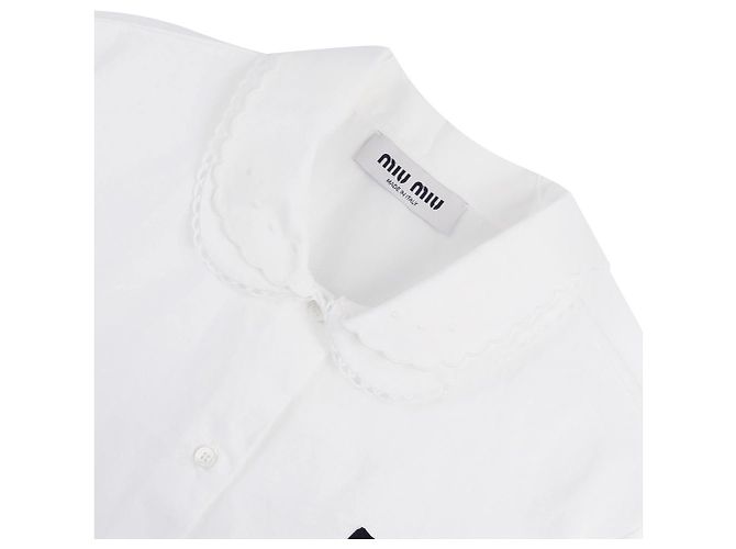 Miu Miu Camicia in popeline slub Bianco - vista 5