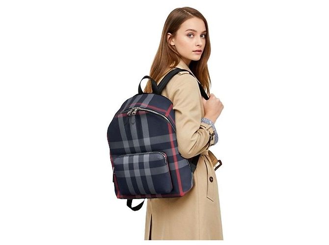 Burberry House Check Jeff Canvas Backpack Navy Black - view 16