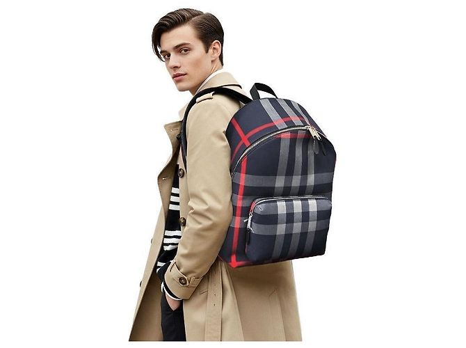 Burberry House Check Jeff Canvas Backpack Navy Black - view 17