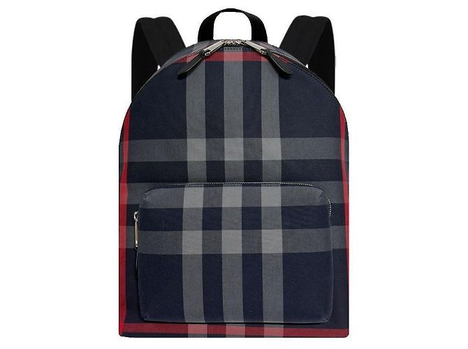 Burberry House Check Jeff Canvas Backpack Navy Black - view 6